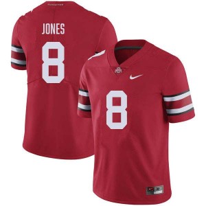 De'Zie Jones Go Bucks Embroidery Football Men's #8 Jersey - Red 728942-640