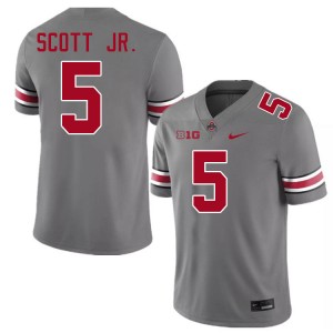 Aaron Scott Jr. Ohio State Buckeyes Men's Football #5 Alumni Jersey - Grey 299090-550