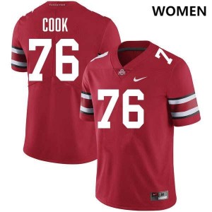 Jake Cook Ohio State Football #76 Women 2025 Jersey - Red 959437-303