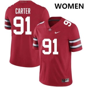 Jarquez Carter The Ohio State Football #91 Women's Replica Jersey - Red 548605-775