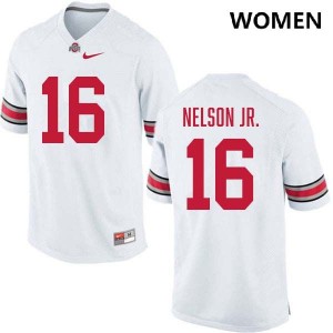 Keenan Nelson Jr. Go Bucks #16 Women's Football Replica Jersey - White 139179-311