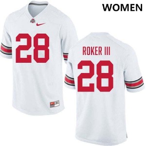 Leroy Roker III The Fighting Buckeyes Football Womens #28 Game Jersey - White 114202-124