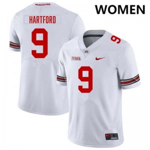 Malik Hartford OSU Buckeyes #9 Football Women NCAA Jersey - White 402278-906