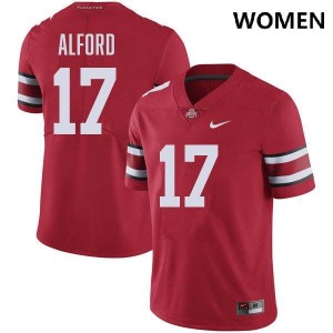 Tarvos Alford Buckeye Nation #17 High School Football Women's Jersey - Red 769732-880