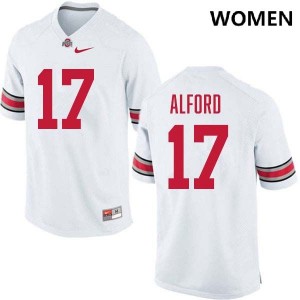 Tarvos Alford The Fighting Buckeyes University Football Women #17 Jersey - White 276755-938