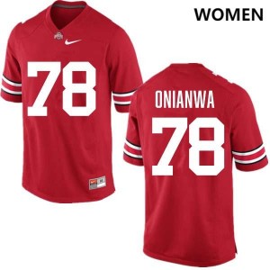 Ethan Onianwa Ohio State Buckeyes #78 Football Women Game Jersey - Red 890807-397