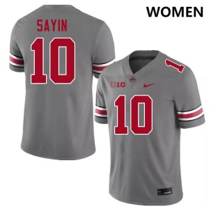 Julian Sayin Buckeye Nation #10 Player Womens Football Jersey - Grey 378697-465