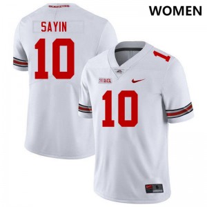 Julian Sayin Go Bucks #10 High School Football Womens Jersey - White 230781-919