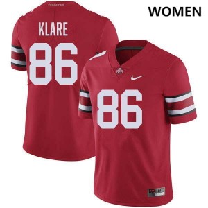 Max Klare OSU #86 Football Women University Jersey - Red 229849-558