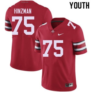 Carson Hinzman Go Bucks Football #75 Youth Stitched Jersey - Red 728561-163