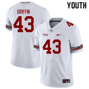 Diante Griffin Buckeye Nation Embroidery #43 Youth Football Jersey - White 437240-391