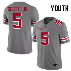 Aaron Scott Jr. The Fighting Buckeyes Player #5 Football Youth Jersey - Grey 158290-751