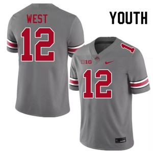 Bryce West Ohio State Player Youth #12 Football Jersey - Grey 315832-875