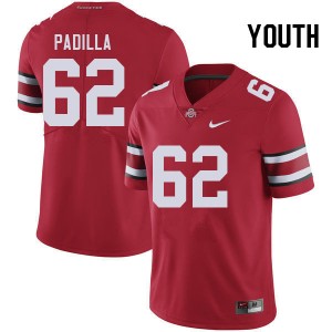 Joshua Padilla Ohio State 2025 #62 Football Youth Jersey - Red 393958-829